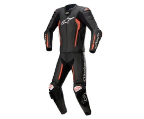 MISSILE V2 LEATHER SUIT 2 PC - BLACK RED FLUO