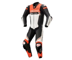 MISSILE V2 IGNITION LEATHER SUIT 1 PC - BLACK WHITE RED FLUO