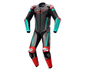 GP IGNITION LEATHER SUIT 1 PC *ASIA FIT - BLACK METAL GRAY RED PETROL