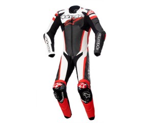 GP IGNITION LEATHER SUIT 1 PC *ASIA FIT - BLACK WHITE BRIGHT RED