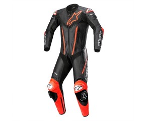 FUSION LEATHER SUIT 1 PC - BLACK RED FLUO