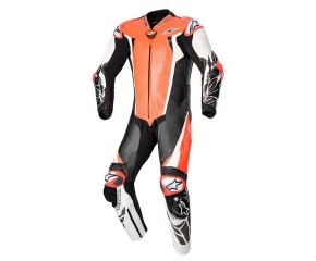 RACING ABSOLUTE V2 1 PC LEATHER SUIT - RED FLUO WHITE BLACK