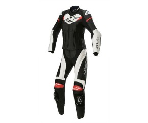 STELLA GP PLUS 2 PC LEATHER SUIT - BLACK WHITE BRIGHT RED