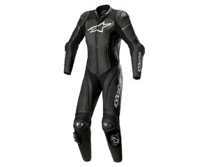 STELLA GP PLUS 1PC LEATHER SUIT - BLACK WHITE METALLIC GRAY