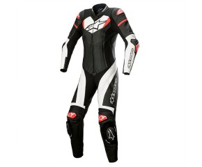 STELLA GP PLUS 1PC LEATHER SUIT - BLACK WHITE BRIGHT RED